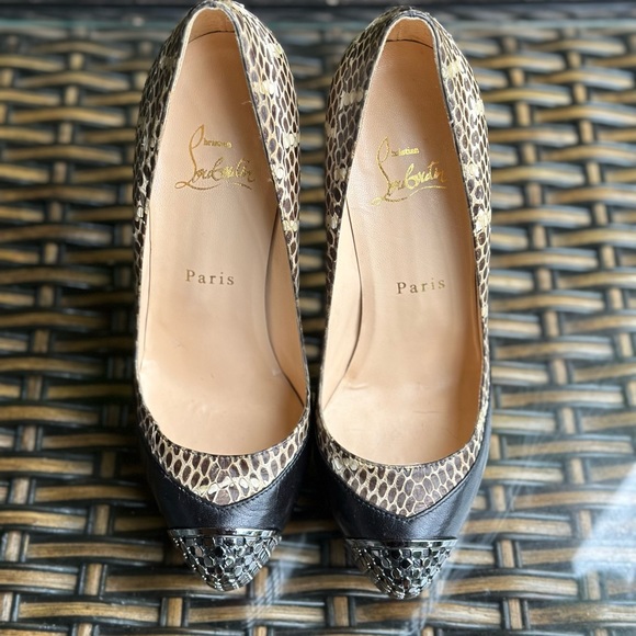 CHRISTIAN LOUBOUTIN snake skin, metal toe platform pumps - Picture 6 of 8